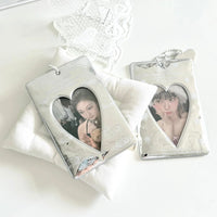 Thumbnail for Winter Rain Heart Silver Tone Mirror Kpop Keychain Photocard Holder - ArtGalleryZen