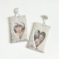 Thumbnail for Winter Rain Heart Silver Tone Mirror Kpop Keychain Photocard Holder - ArtGalleryZen