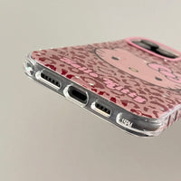 Thumbnail for Y2K Leopard Hello Kitty Rhinestone Magnetic Stand iPhone Case - ArtGalleryZen