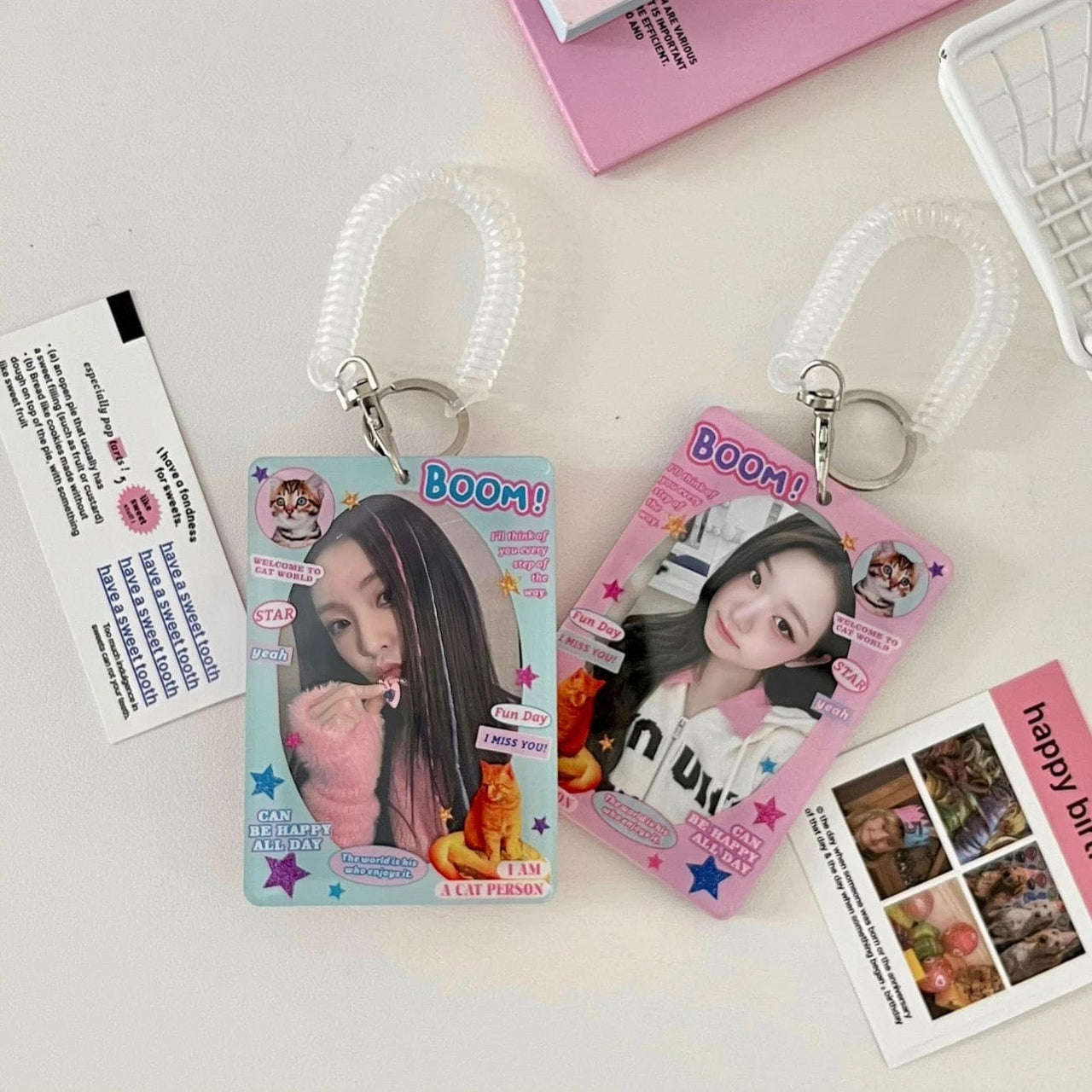 Y2K Lucky Club Double Window Kpop Keychain Acrylic Photocard Holder - ArtGalleryZen