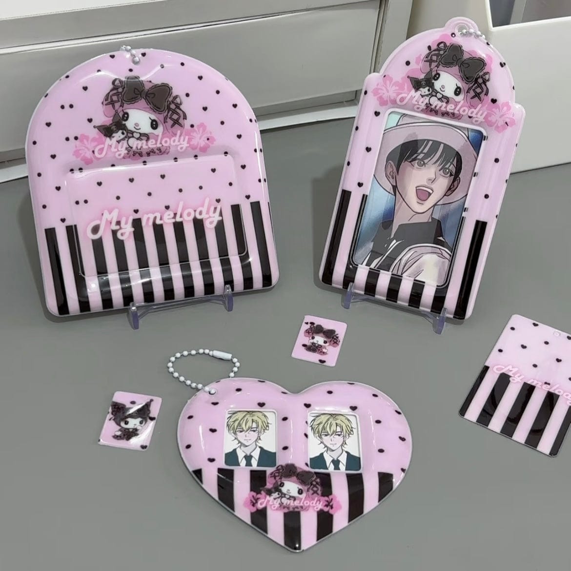Y2K My Melody Heart Kpop Keychain Photocard Holder - ArtGalleryZen