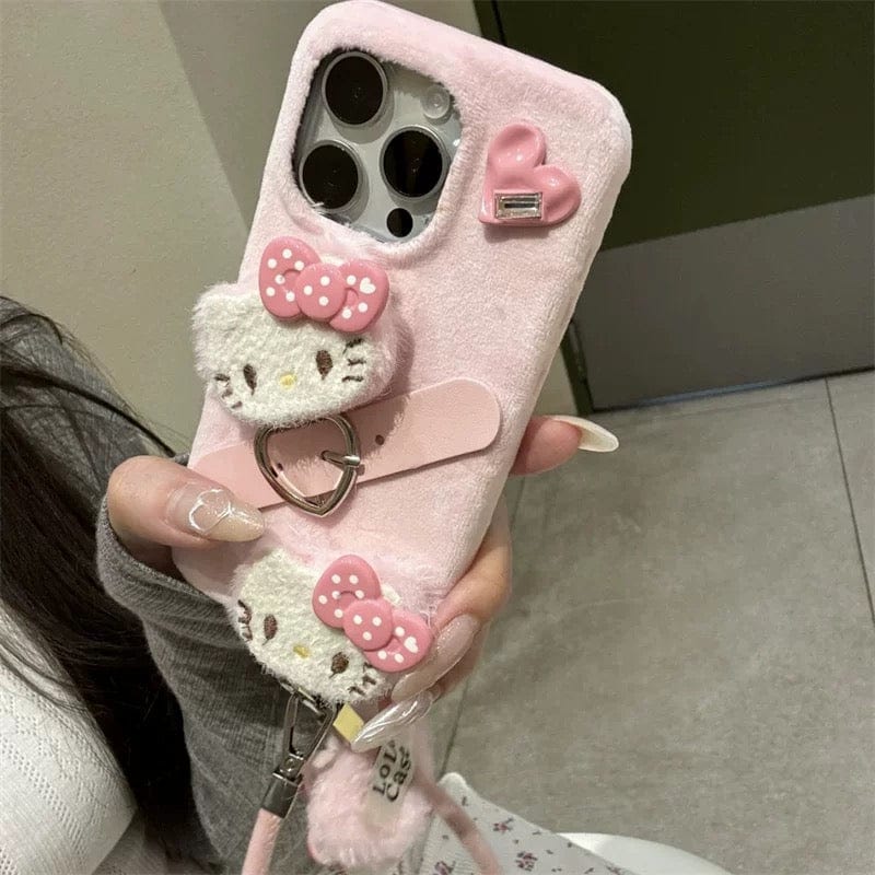 Y2K Plush Sanrio Hello Kitty iPhone Case With Accessories - ArtGalleryZen