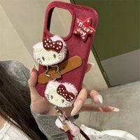 Thumbnail for Y2K Plush Sanrio Hello Kitty iPhone Case With Accessories - ArtGalleryZen