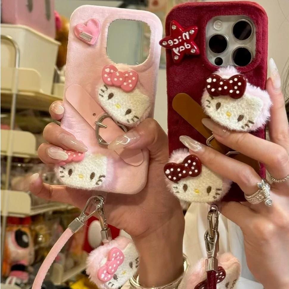 Y2K Plush Sanrio Hello Kitty iPhone Case With Accessories - ArtGalleryZen
