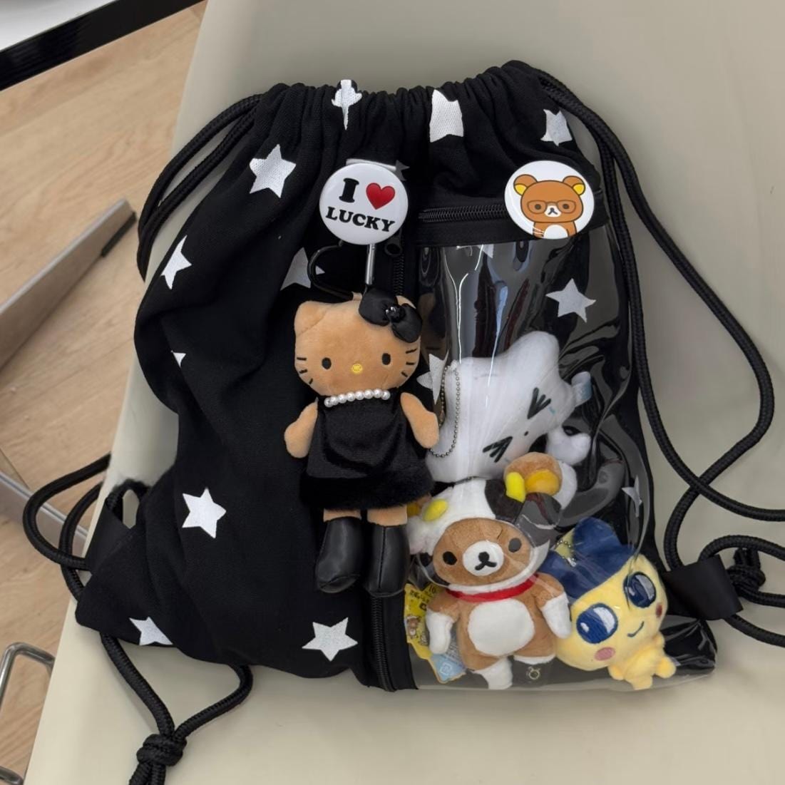 Y2k Star Kpop Fan Display Drawstring Backpack - ArtGalleryZen