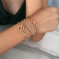 Thumbnail for 2 PCS Chic Layered Gold Silver Tone Curb Link Chain Bracelet Set - ArtGalleryZen