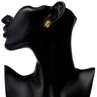 Thumbnail for Acrylic Marbled Leopard Earrings - Geometric Oval Ring Shape Earrings - ArtGalleryZen