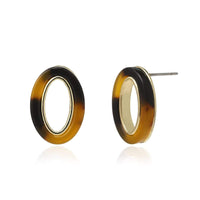 Thumbnail for Acrylic Marbled Leopard Earrings - Geometric Oval Ring Shape Earrings - ArtGalleryZen