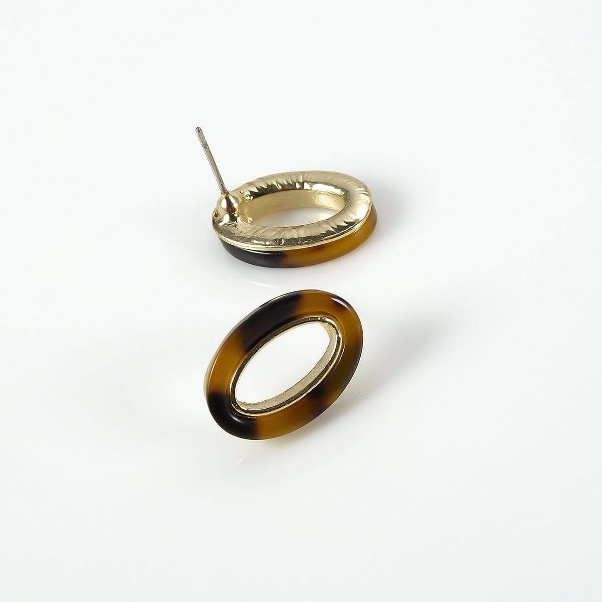 Acrylic Marbled Leopard Earrings - Geometric Oval Ring Shape Earrings - ArtGalleryZen
