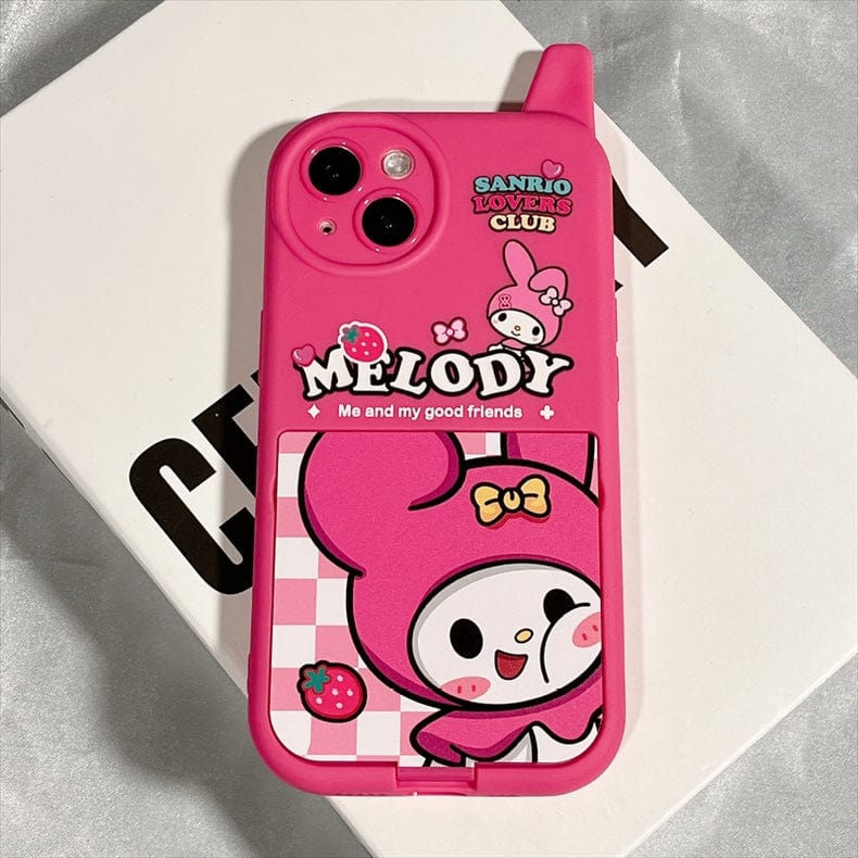 Anime Kuromi My Melody Mirror Stand Kawaii Matching iPhone Case - ArtGalleryZen