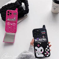 Thumbnail for Anime Kuromi My Melody Mirror Stand Kawaii Matching iPhone Case - ArtGalleryZen