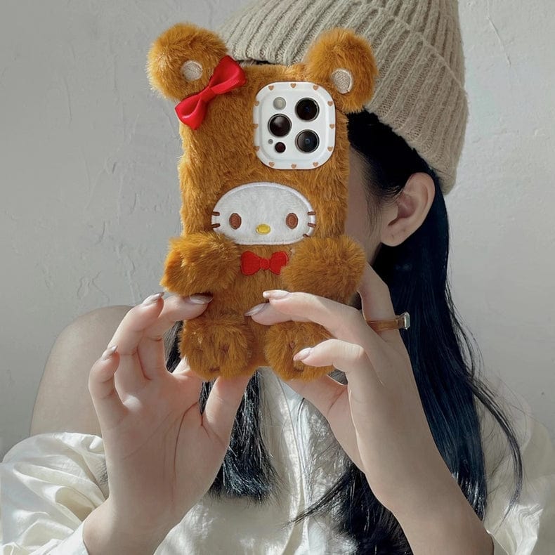 Anime Sanrio Kawaii Melody Kuromi Kitty Plush Furry iPhone Case - ArtGalleryZen