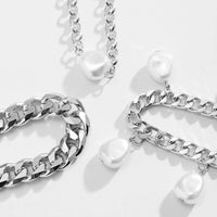Thumbnail for Baroque 3 Pieces Gold Silver Tone Irregular Pearl Tassel Rolo Curb Chain Bracelet Set - ArtGalleryZen