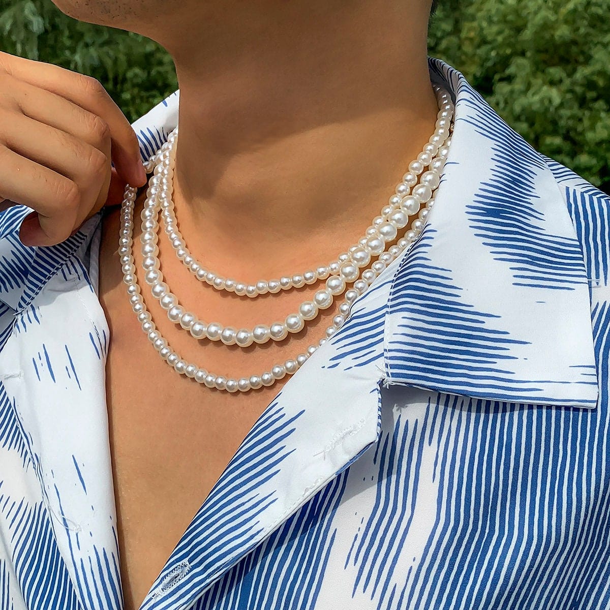 Baroque Layered Pearl Chain Choker Necklace Set - ArtGalleryZen