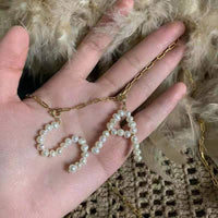Thumbnail for Baroque Style Alphabet Monogram Letter Pearl Charm Necklace - ArtGalleryZen