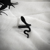 Thumbnail for Black Enamel Snake Statement Ring - ArtGalleryZen
