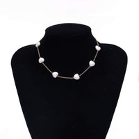 Thumbnail for Bohemia Dainty Beaded Heart Shape Pearl Chain Choker Necklace - ArtGalleryZen