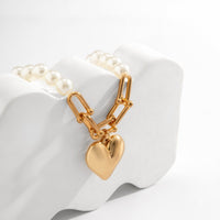 Thumbnail for Bohemia Heart Pendant Pearl Chain Choker Necklace Bracelet Set - ArtGalleryZen