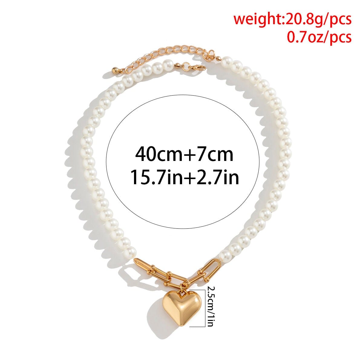 Bohemia Heart Pendant Pearl Chain Choker Necklace Bracelet Set - ArtGalleryZen