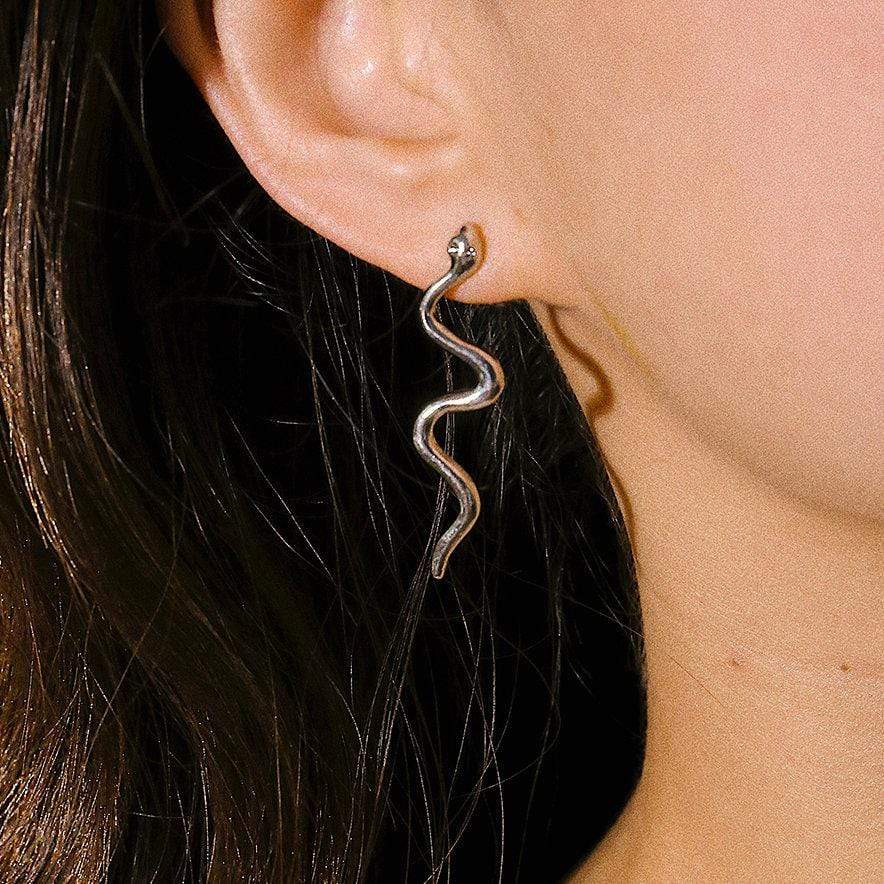 Bohemian Gold Silver Tone Snake Earrings - ArtGalleryZen