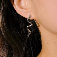 Thumbnail for Bohemian Gold Silver Tone Snake Earrings - ArtGalleryZen