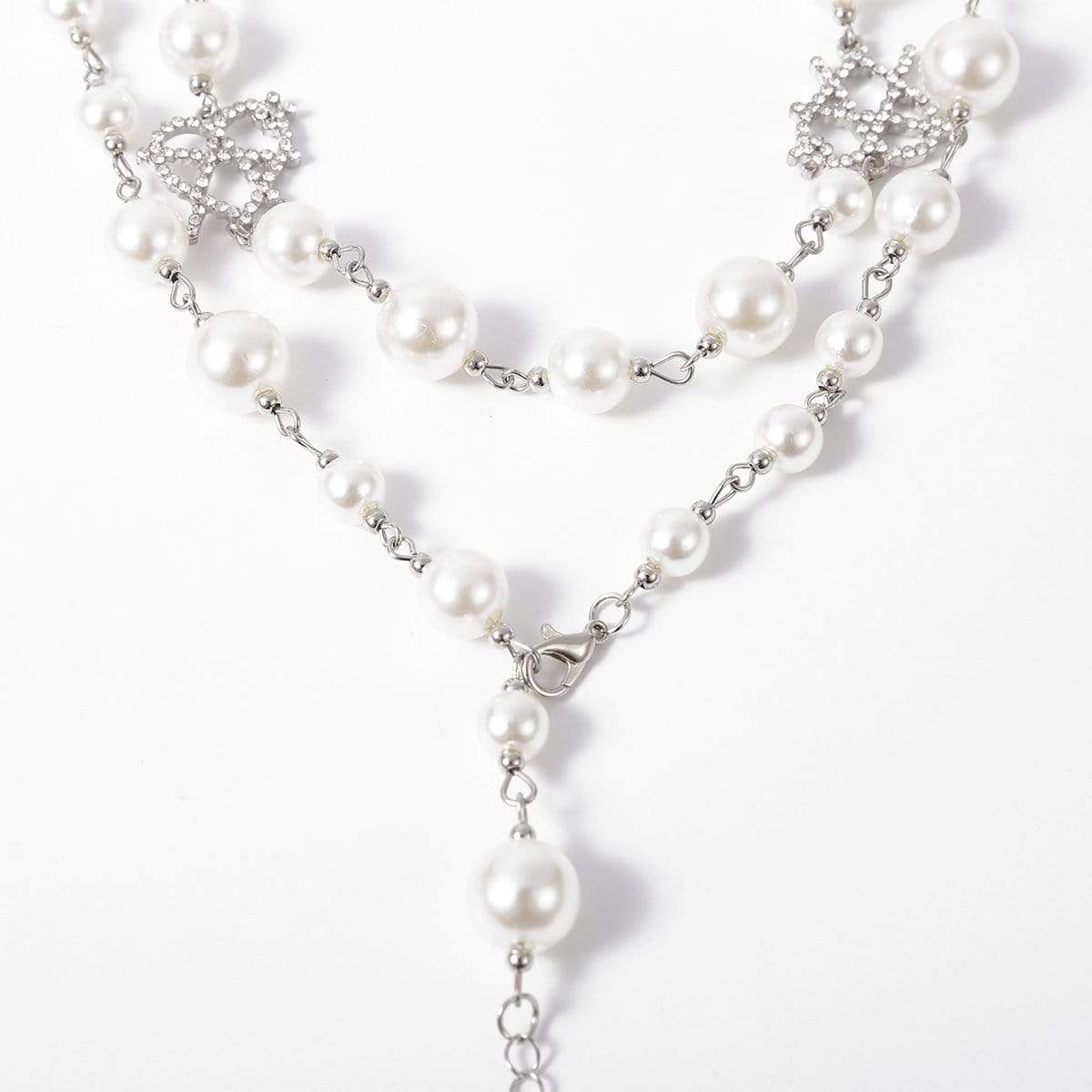 Bohemian Layered Heart Charm Beaded Pearl Long Chain Y Necklace - ArtGalleryZen