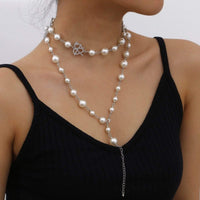 Thumbnail for Bohemian Layered Heart Charm Beaded Pearl Long Chain Y Necklace - ArtGalleryZen