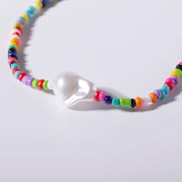Thumbnail for Bohemian Pearl Pendant Colorful Beaded Choker Necklace - ArtGalleryZen