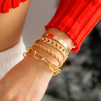 Thumbnail for Boho 4 Pieces Curb Link Rope Chain Bangle Bracelet Set - ArtGalleryZen