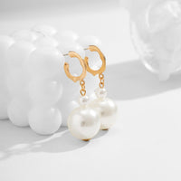 Thumbnail for Boho Chunky Pearl Huggie Hoop Dangle Earrings - ArtGalleryZen
