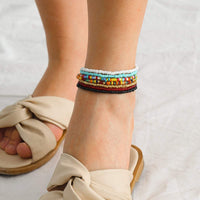 Thumbnail for Boho Colorful Seed Beaded Anklet Set - ArtGalleryZen
