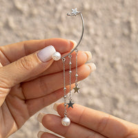 Thumbnail for Boho Dangling Pearl Star Tassel Ear Wrap Stud Earring - ArtGalleryZen