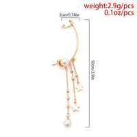 Thumbnail for Boho Dangling Pearl Star Tassel Ear Wrap Stud Earring - ArtGalleryZen