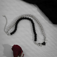 Thumbnail for Boho Enamel Heart Wing Pendant Ball Chain Choker Necklace - ArtGalleryZen