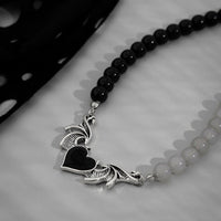 Thumbnail for Boho Enamel Heart Wing Pendant Ball Chain Choker Necklace - ArtGalleryZen