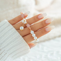 Thumbnail for Boho Floral Charm Natural Crystal Pearl Chain Bracelet - ArtGalleryZen