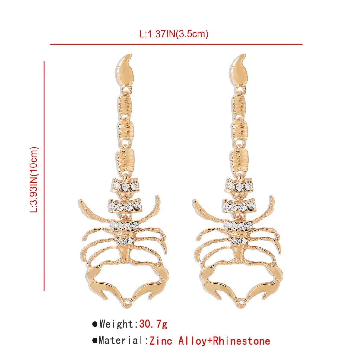 Boho Gold Silver Tone CZ Inlaid Scorpion Dangle Earrings - ArtGalleryZen