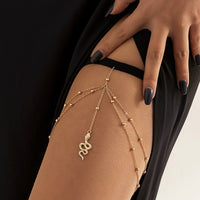 Thumbnail for Boho Gold Silver Tone Layered Snake Charm Elastic Thigh Leg Chain - ArtGalleryZen