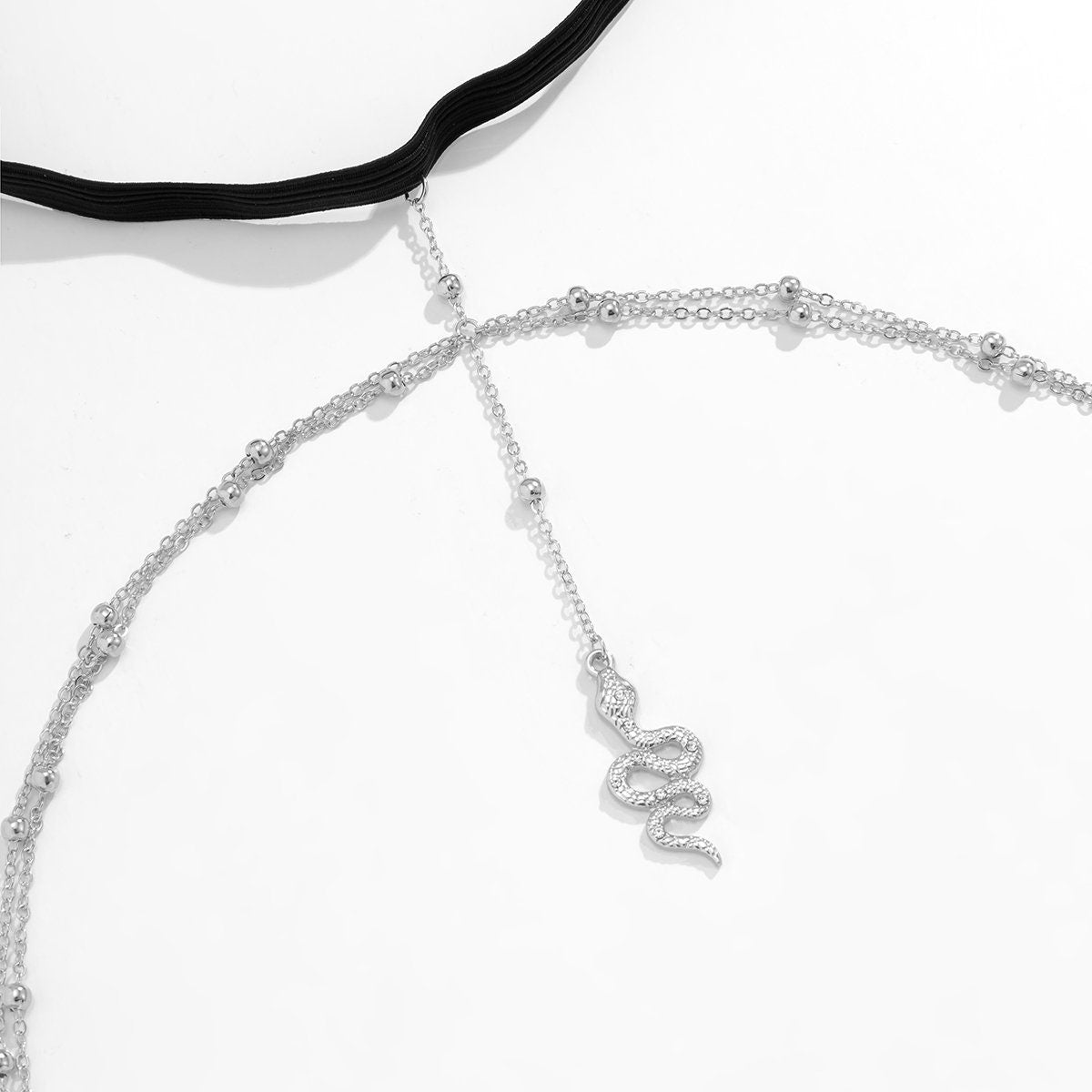 Boho Gold Silver Tone Layered Snake Charm Elastic Thigh Leg Chain - ArtGalleryZen