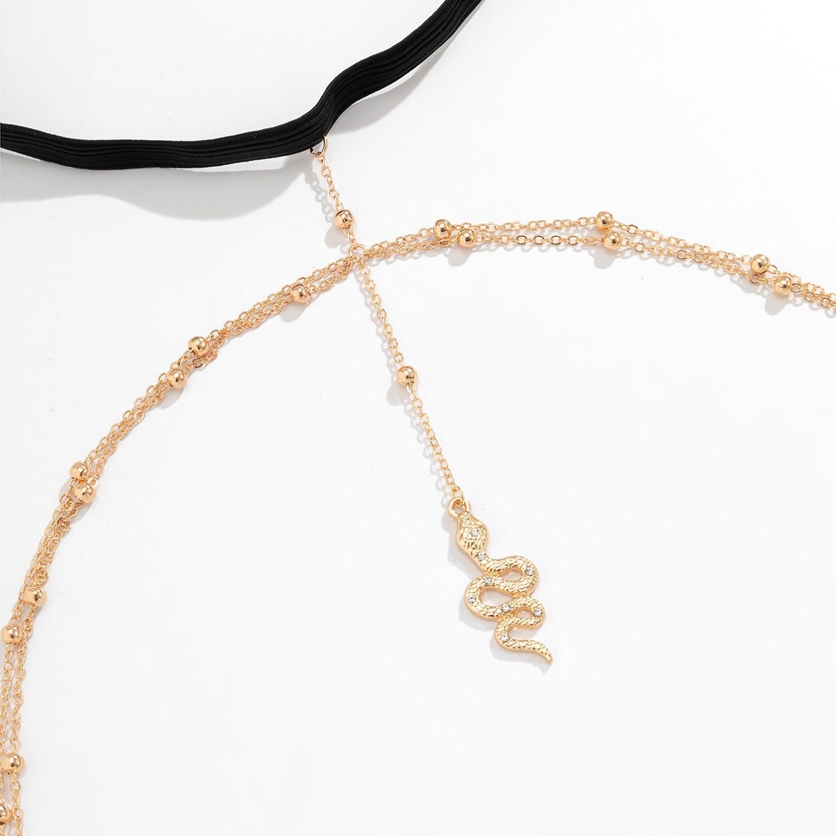 Boho Gold Silver Tone Layered Snake Charm Elastic Thigh Leg Chain - ArtGalleryZen