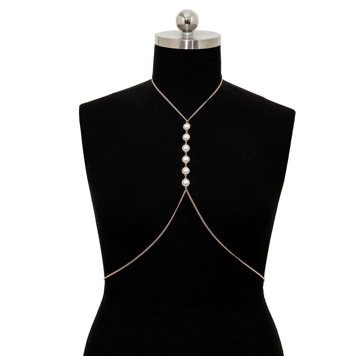 Boho Gold Silver Tone Pearl Charm Bikini Crossover Chest Body Chain - ArtGalleryZen