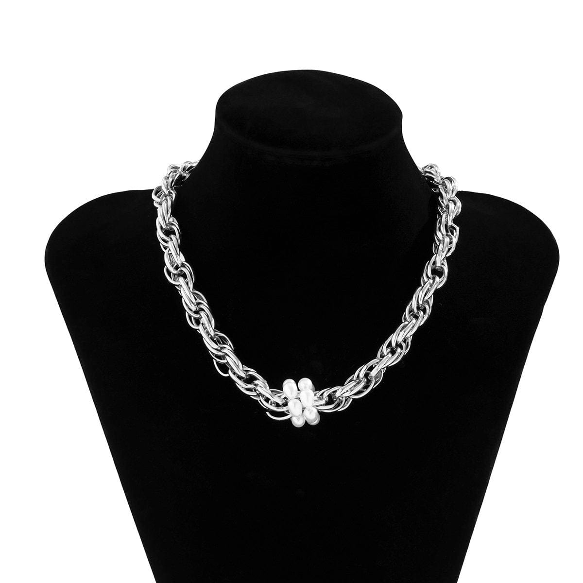 Boho Gold Silver Tone Pearl Charm Rope Chain Choker Necklace - ArtGalleryZen