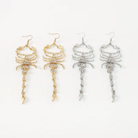Thumbnail for Boho Gold Silver Tone Rhinestone Inlaid Scorpion Earrings - ArtGalleryZen