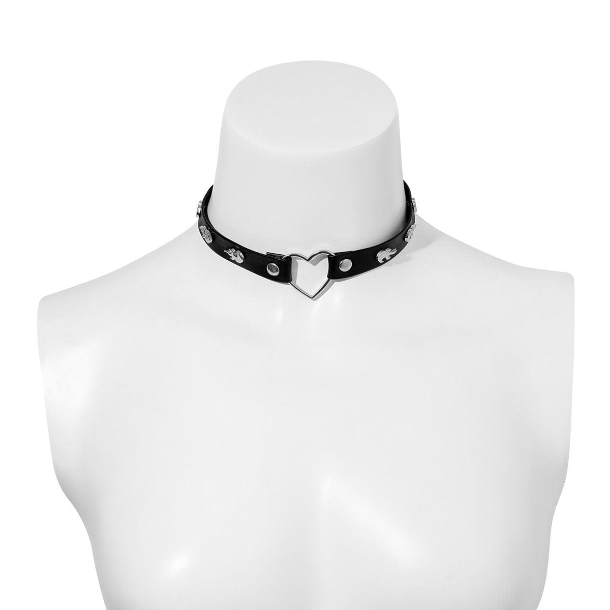 Boho Heart Charm PU Leather Collar Choker Necklace - ArtGalleryZen