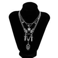 Thumbnail for Boho Layered Antique Enamel Dagger Wing Heart Pendant Star Tassel Chain Necklace Set - ArtGalleryZen