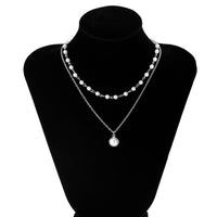 Thumbnail for Boho Layered Pearl Pendant Cable Pearl Chain Choker Necklace Set - ArtGalleryZen