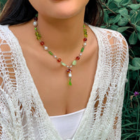 Thumbnail for Boho Mushroom Leaf Pendant Coloured Glaze Ball Chain Choker Necklace - ArtGalleryZen