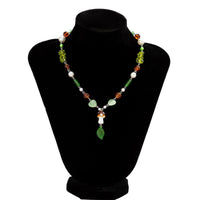 Thumbnail for Boho Mushroom Leaf Pendant Coloured Glaze Ball Chain Choker Necklace - ArtGalleryZen