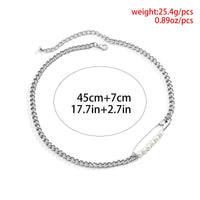 Thumbnail for Boho Pin Pearl Charm Curb Chain Choker Necklace - ArtGalleryZen