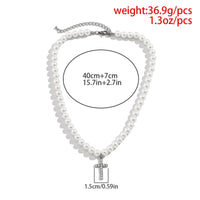 Thumbnail for Boho Rhinestone Inlaid Cross Pendant Pearl Chain Choker Necklace - ArtGalleryZen